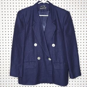 GiorgioSant'Angelo Vtg Double‎ Breasted Linen Blend Blazer Jacket 10 M Old Money
